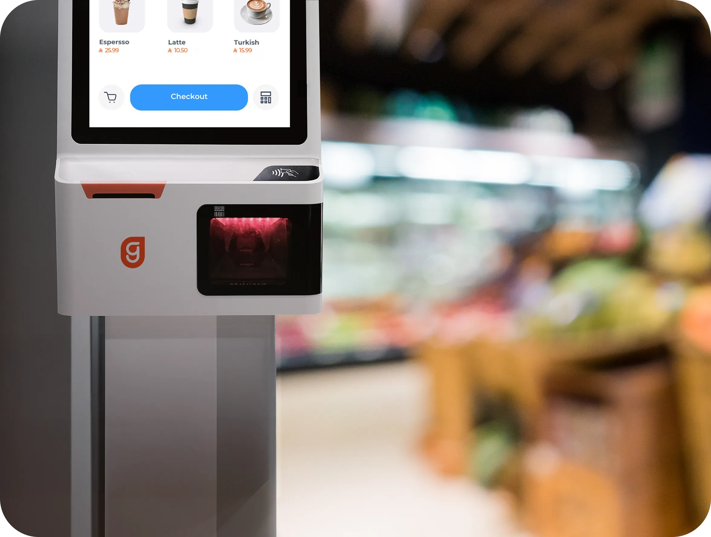 Customer ordering at a Trilogy kiosk