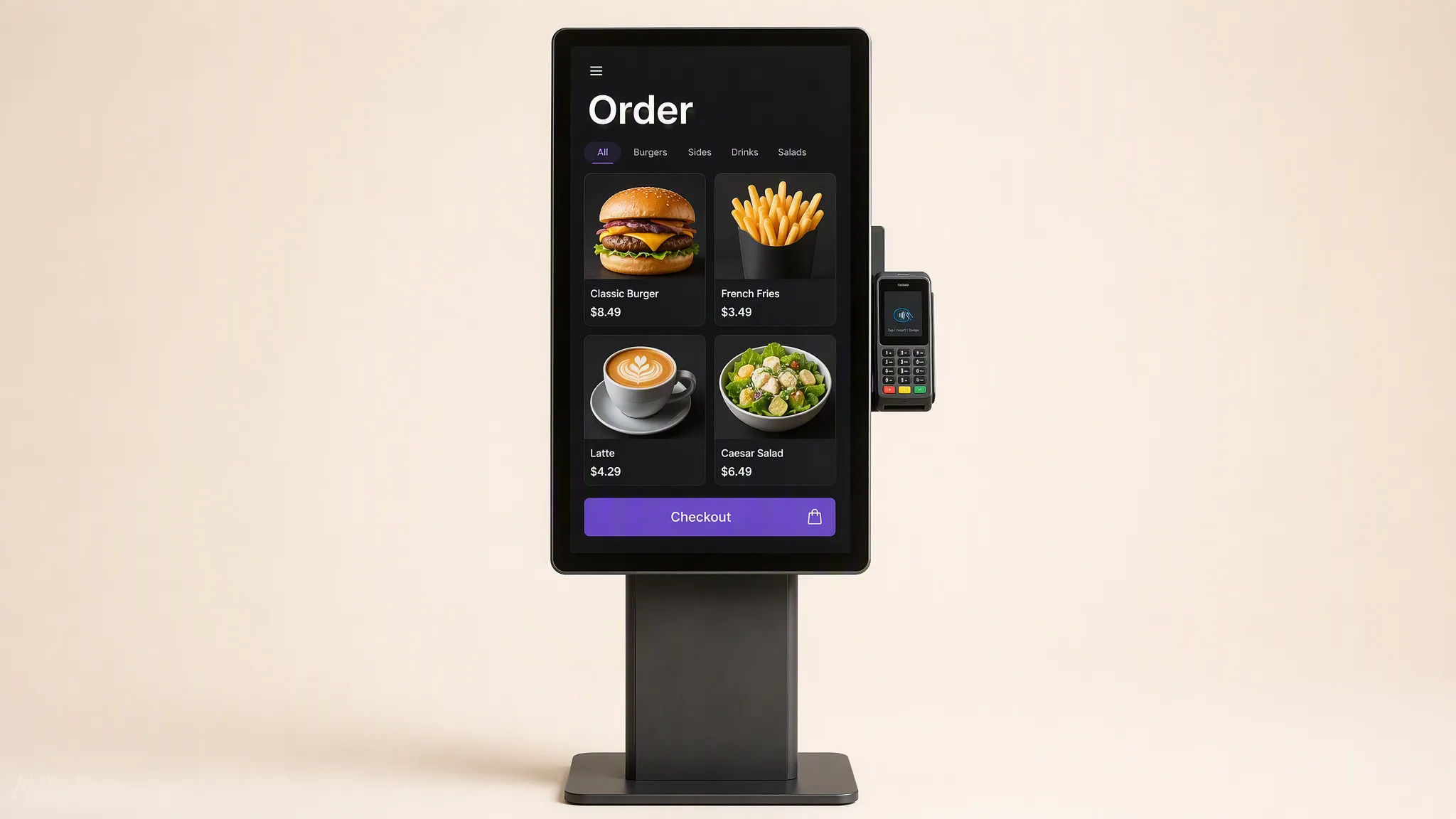 Kiosk ordering screen in English